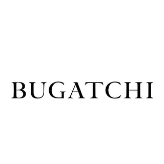 Bugatchi logo in black serif font on a white background