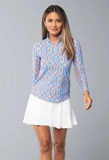  Ibkül - Romina Print Long Sleeve Mock Neck Top – 10931