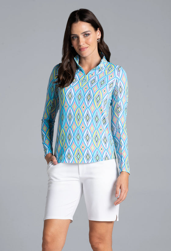 Ibkül - Romina Print Long Sleeve Mock Neck Top – 10931