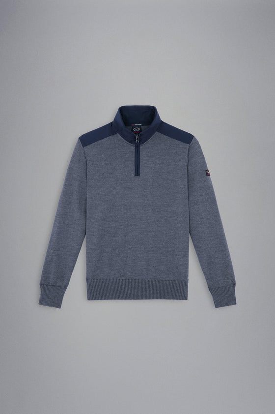 Paul & Shark - Col zip de laine avec appliqués de nylon - LE CAPITAINE D'A BORD