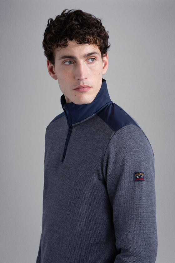Paul & Shark - Col zip de laine avec appliqués de nylon - LE CAPITAINE D'A BORD