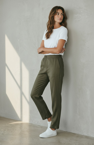 VLT's by Valentina's - 25-41M - Pantalon de lin avec taille élastique