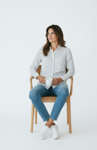 VLT's by Valentina's - 25-44M - Blouse rayée manches longues de lin et coton