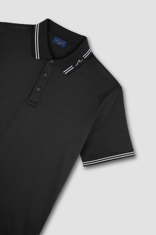 Paul & Shark - Polo manches courtes de coton double mercerisé avec rayures au col