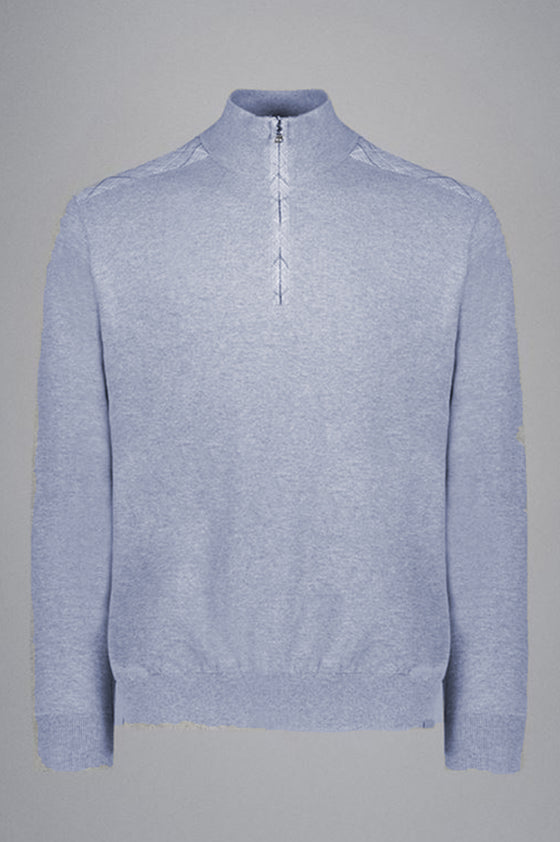 Paul & Shark - Chandail col zip de coton avec appliqués de lin