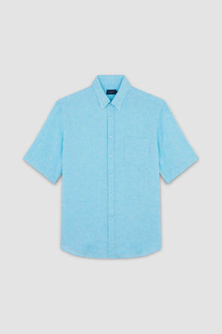 Paul & Shark - Chemise unie de lin manches courtes