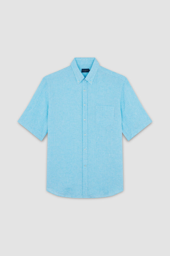 Paul & Shark - Chemise unie de lin manches courtes