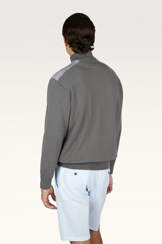 Paul & Shark - Chandail col zip de coton Fresco avec appliqués de lin