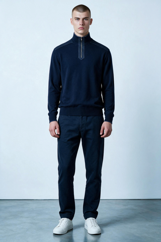 Paul & Shark - Wool zip collar sweater with Loro Piana Rain System© appliqués