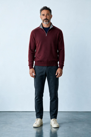 Paul & Shark - Typhoon Platinum Wool Zip-Up Collar Sweater