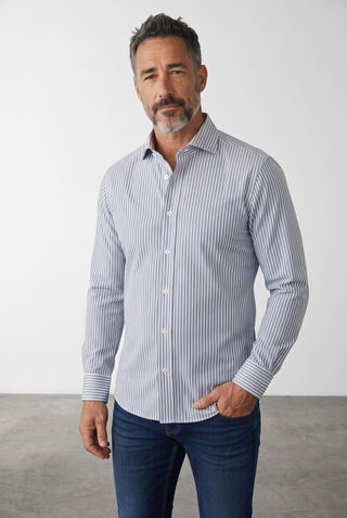 Emanuel Berg - Rialto - Chemise manches longues rayée Performance - Modern Fit - Bright Blue