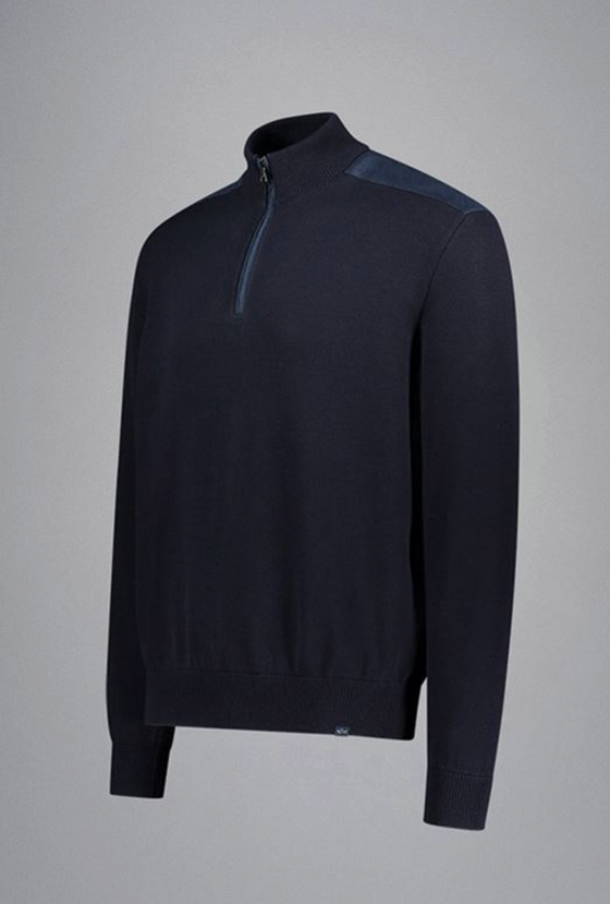 Paul & Shark - Chandail col zip de coton Fresco avec appliqués de lin