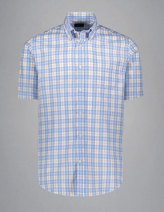 Paul & Shark - Chemise manches courtes à carreaux de coton poplin