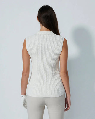 Daily Sports - Madelene Cable Knit Sleeveless Polo Shirt