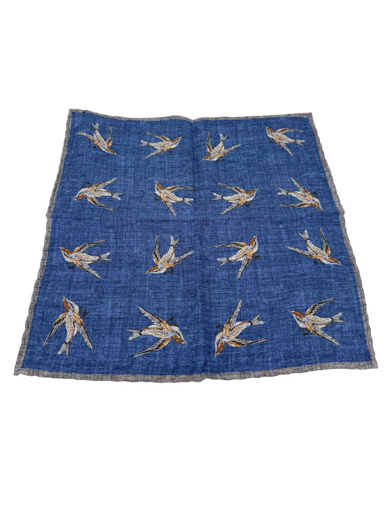 Hemley - Mouchoir de poche en soie motif oiseaux