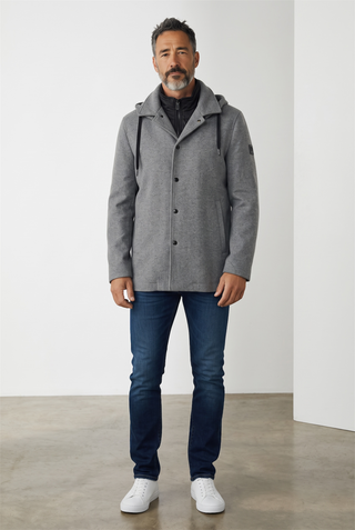 Digel - Damien - Manteau de laine avec capuchon et col détachable
