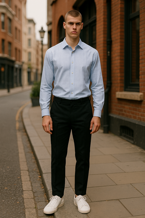 Emanuel Berg - Byron - Chemise manches longues à carreaux Albini 4Flex - Modern Fit - Bleu