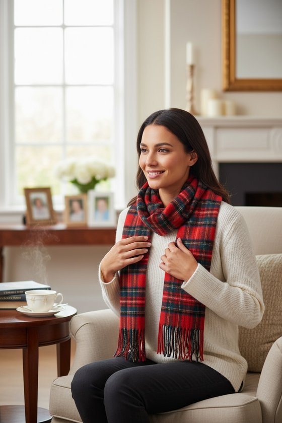 Hemley - Foulard à carreaux tartan de laine