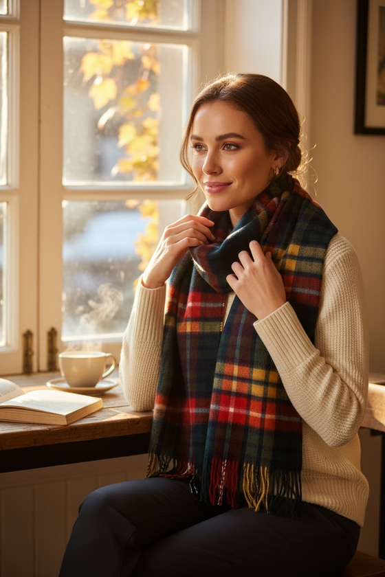 Hemley - Foulard à carreaux tartan de laine