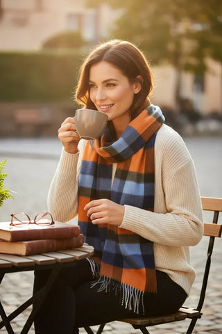 Hemley - Foulard à carreaux de laine et cachemire