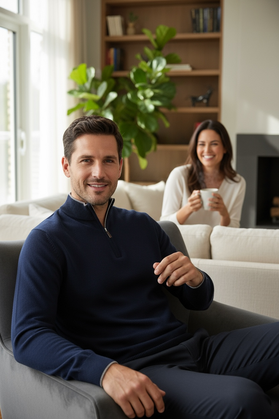 Emanuel Berg - Chandail col zip de laine mérinos extrafine