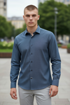 Emanuel Berg - Byron - Chemise manches longues unie Albini 4Flex - Modern Fit - Marine