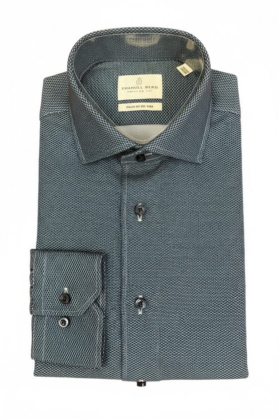 Emanuel Berg - Byron - Chemise manches longues unie Albini 4Flex - Modern Fit - Marine