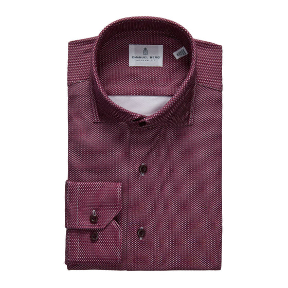 Emanuel Berg - Byron - Chemise manches longues unie Albini 4Flex - Modern Fit - Medium Red