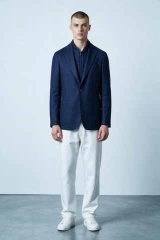 Emanuel Berg - Alberto - Veston de laine et cachemire D-Constructed - Dark Blue