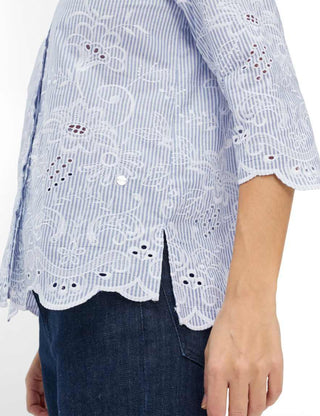 BRAX - Vicki - Blouse de coton à rayures et broderies