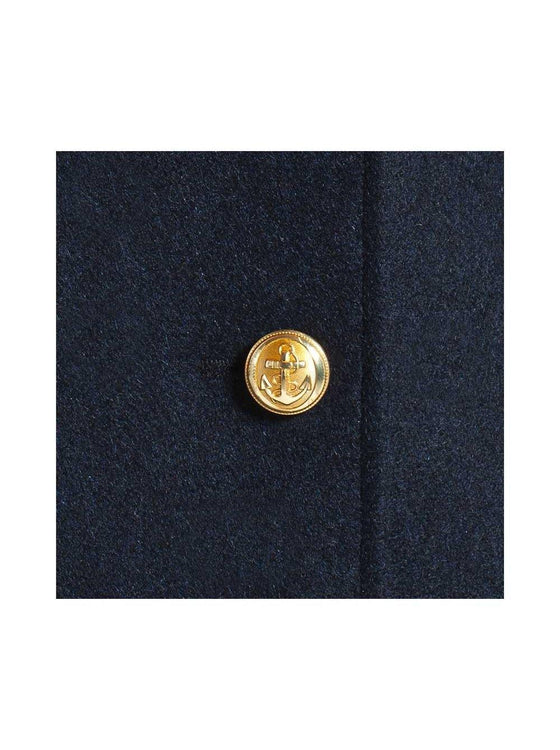 Dalmard Marine - Detroit Cachemire - Caban pour femme à boutons dorés - Marine - LE CAPITAINE D'A BORD