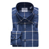 Emanuel Berg - Bellagio - Chemise manches longues à carreaux sartorial brossée - Modern Fit - Bleu - LE CAPITAINE D'A BORD