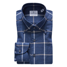  Emanuel Berg - Bellagio - Chemise manches longues à carreaux sartorial brossée - Modern Fit - Bleu - LE CAPITAINE D'A BORD