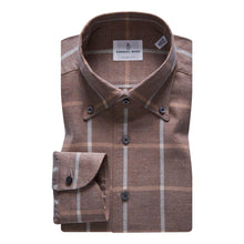  Emanuel Berg - Bellagio - Chemise manches longues à carreaux sartorial brossée - Modern Fit - Brun - LE CAPITAINE D'A BORD