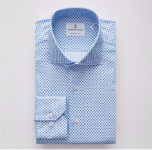 Emanuel Berg - Byron - Chemise manches longues à motifs Albini 4Flex - Modern Fit - Bleu/Blanc - LE CAPITAINE D'A BORD