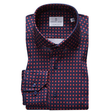  Emanuel Berg - Byron - Chemise manches longues à pois Albini 4Flex - Modern Fit - Marine/Rouge - LE CAPITAINE D'A BORD