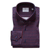 Emanuel Berg - Byron - Chemise manches longues à pois Albini 4Flex - Modern Fit - Marine/Rouge - LE CAPITAINE D'A BORD