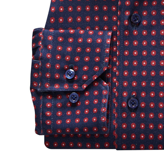 Emanuel Berg - Byron - Chemise manches longues à pois Albini 4Flex - Modern Fit - Marine/Rouge - LE CAPITAINE D'A BORD