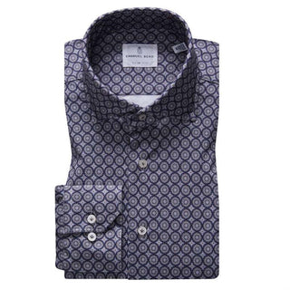 Emanuel Berg - Byron - Chemise manches longues imprimé cercles Albini 4Flex - Modern Fit - Gris - LE CAPITAINE D'A BORD