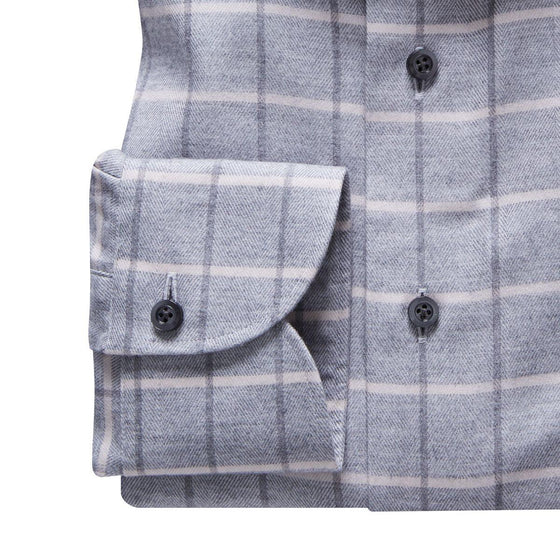 Emanuel Berg - Harvard - Chemise manches longues à carreaux sartorial brossée - Modern Fit - Gris - LE CAPITAINE D'A BORD