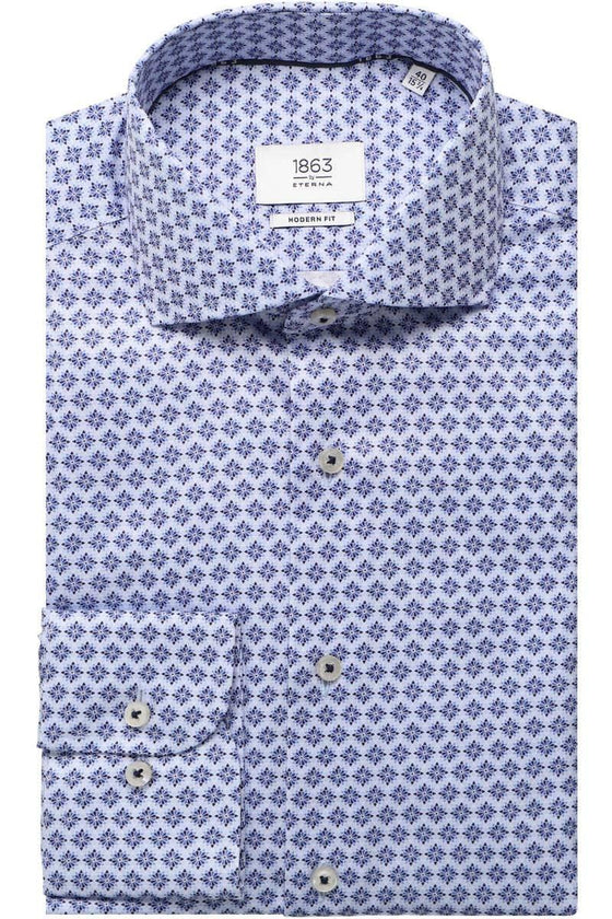 ETERNA 1863 - Chemise manches longues à motifs Modern Fit - LE CAPITAINE D'A BORD