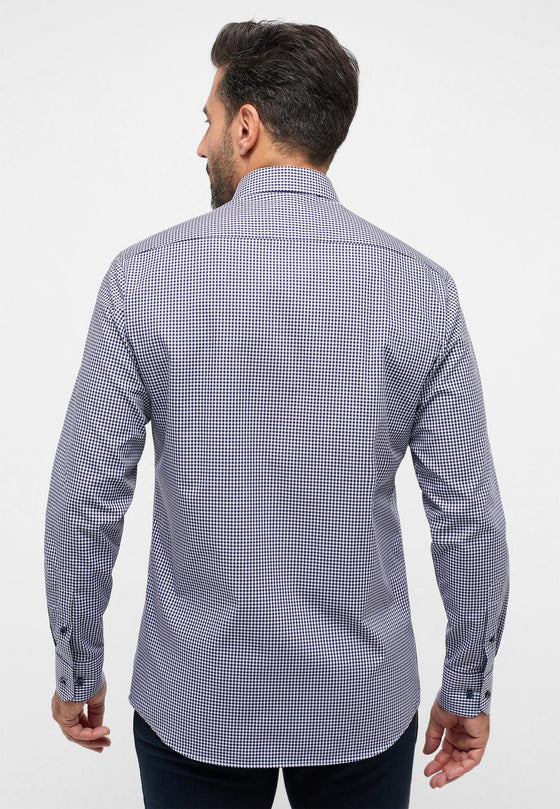 ETERNA - Chemise manches longues vichy Modern Fit - Marine/Blanc - LE CAPITAINE D'A BORD