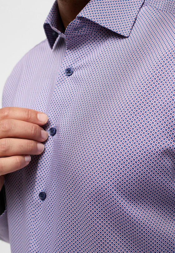 ETERNA - Chemise motifs manches longues Modern Fit - Marine/Rouge - LE CAPITAINE D'A BORD