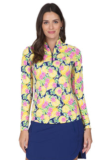  Ibkül - Calista Print Long Sleeve Mock Neck Top – 10652 - LE CAPITAINE D'A BORD