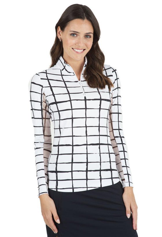 Ibkül - Cordova Print Long Sleeve Mock Neck Top – 10495 - LE CAPITAINE D'A BORD