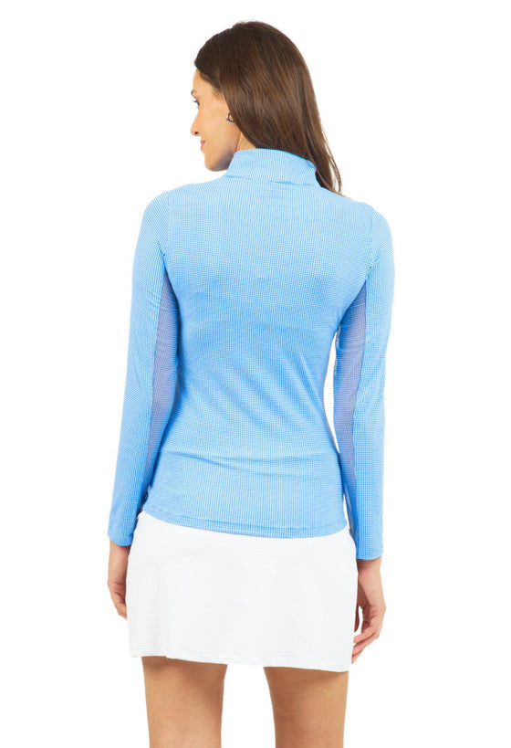 Ibkül - Essential Mini Check Long Sleeve Mock Neck - 10754 - LE CAPITAINE D'A BORD