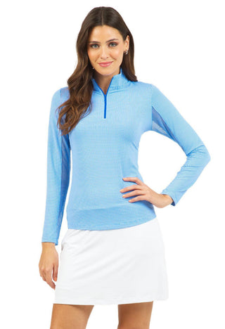 Ibkül - Essential Mini Check Long Sleeve Mock Neck - 10754 - LE CAPITAINE D'A BORD
