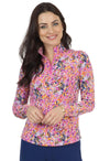 Ibkül - Marissa Print Long Sleeve Mock Neck Top – 10656 - LE CAPITAINE D'A BORD