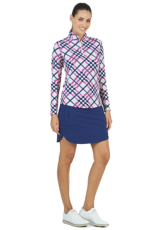 Ibkül - Sonika Print Long Sleeve Mock Neck Top – 10653 - LE CAPITAINE D'A BORD