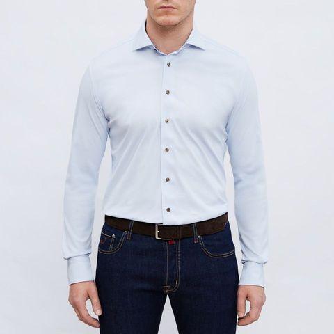 Emanuel Berg - Byron - Chemise manches longues unie Albini 4Flex - Modern Fit - Bleu pâle - LE CAPITAINE D'A BORD